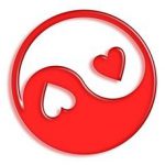 yin yang in rood